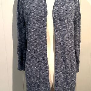 LOFT Heathered Blue-Gray Open-Front Cardigan